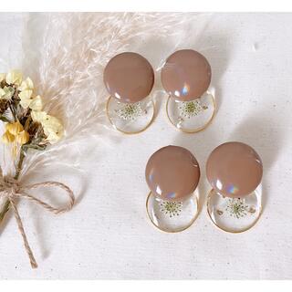brown × lace flower earring(イヤリング)