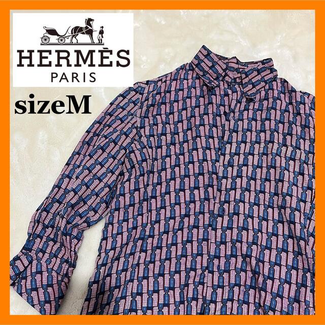 HERMES エルメス　総柄　シャツ　長袖　メンズ　ヴィンテージ　ビンテージ