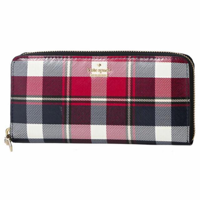 新品》kate spade ケイトスペード チェック柄 レザー 長財布 - www