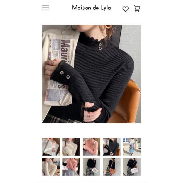 Maison de lyla/ネックボタンリブニットトップス レディースのトップス(ニット/セーター)の商品写真