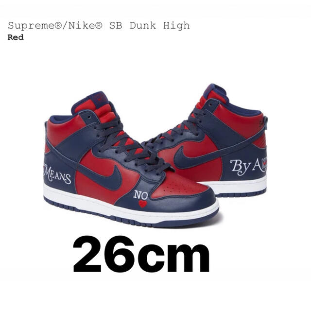 靴/シューズSupreme × Nike SB Dunk High Red Naby