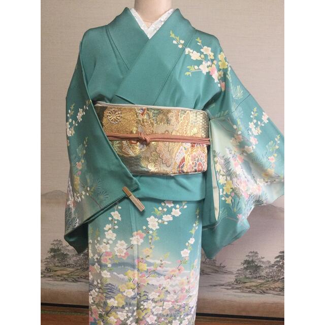 訪問着セット 作家物 青緑色の通販 by スーメイの店|ラクマ