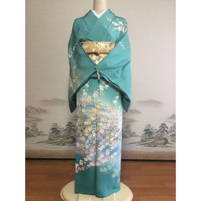 訪問着セット 作家物 青緑色の通販 by スーメイの店|ラクマ