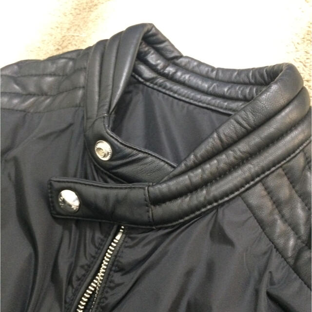 日本初の ライダース モンクレール MONCLER レザー ブラック ナイロン