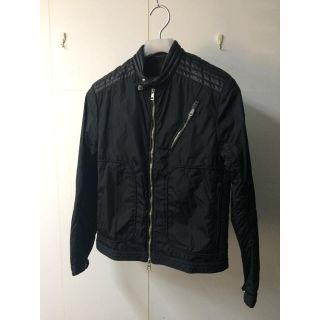 MONCLER モンクレール ライダース レザーナイロン ジャケット ブラック-