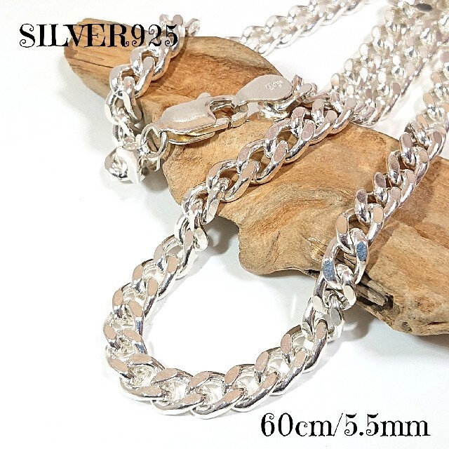 3140 SILVER925 4面カット 喜平ネックレスチェーン60cm/5.5