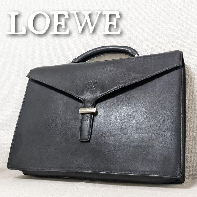 極美品 LOEWE ロエベ アナグラム レザー ビジネスバッグ メンズ ブラック