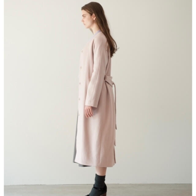 バナーバレット　MELTHON LONG COAT ノーカラー　ピンク