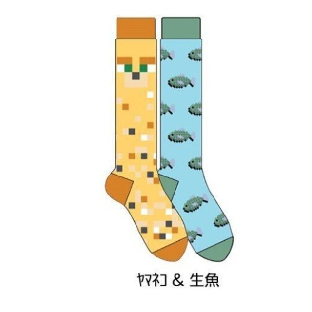 靴下屋(クツシタヤ)の靴下マインクラフトソックス_Knee Highs_ヤマネコ & 生魚【2 Pac エンタメ/ホビーのテーブルゲーム/ホビー(その他)の商品写真