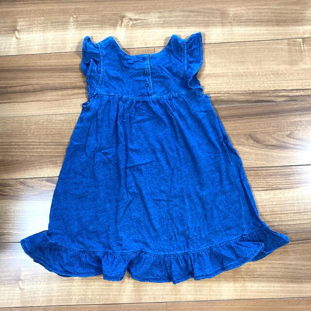 H&M(エイチアンドエム)のH&M デニム オーガニックコットン ワンピース 2枚セット 子供服 110 キッズ/ベビー/マタニティのキッズ服女の子用(90cm~)(ワンピース)の商品写真