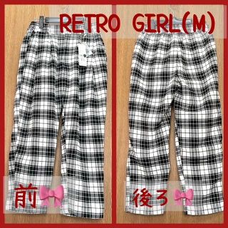 レトロガール(RETRO GIRL)の✿RETRO GIRL（レトロガール）クロップドパンツ★白黒チェック★ベルト付き(クロップドパンツ)