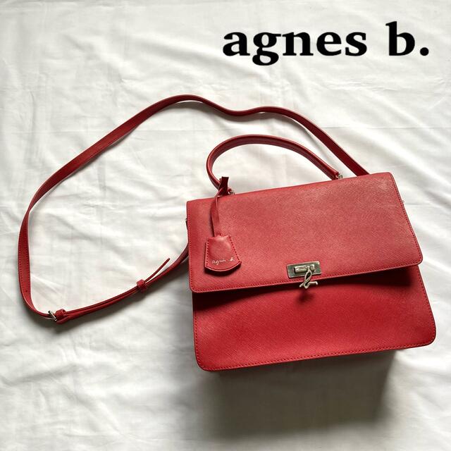 agnes b. アニエスベー レザー 2way ショルダーバッグ レッド