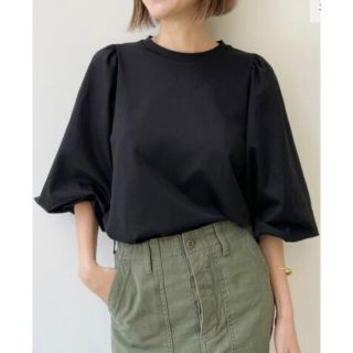 アパルトモンドゥーズィエムクラス(L'Appartement DEUXIEME CLASSE)の新品　Gather Long sleeve Tee ブラック(カットソー(長袖/七分))