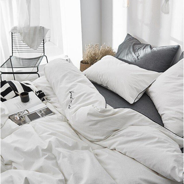ZARA HOME - 【D】good night ロゴ パイピング ベッドカバー 4点 ZARA HOME - 【D】good night ロゴ パイピング ベッドカバー 4点