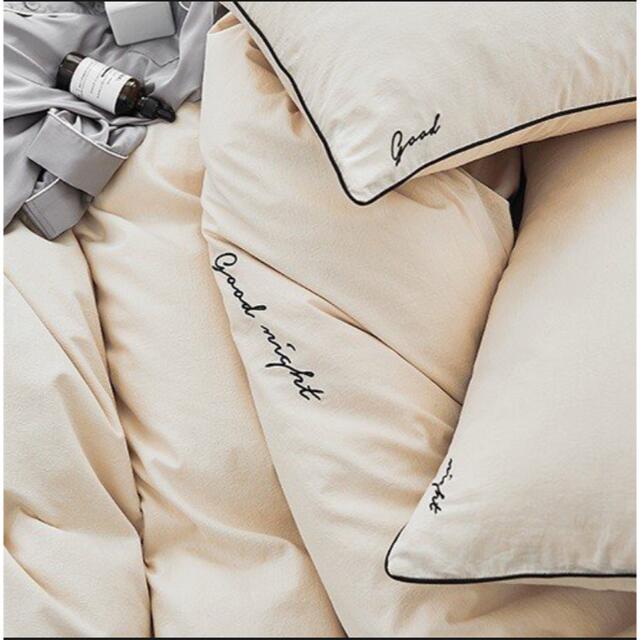 ZARA HOME - 【D】good night ロゴ パイピング ベッドカバー 4点 ZARA HOME - 【D】good night ロゴ パイピング ベッドカバー 4点