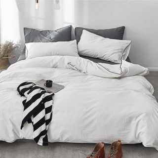 ザラホーム(ZARA HOME)の【D】good night ロゴ　パイピング ベッドカバー 4点セット(シーツ/カバー)