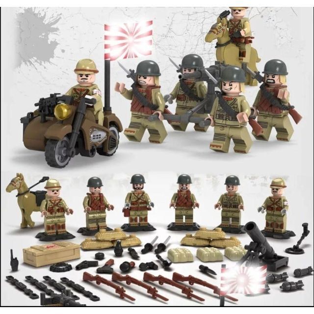 ☆レゴ互換品日本軍☆ ミニフィグ6体&武器多数 キッズ/ベビー/マタニティのおもちゃ(知育玩具)の商品写真