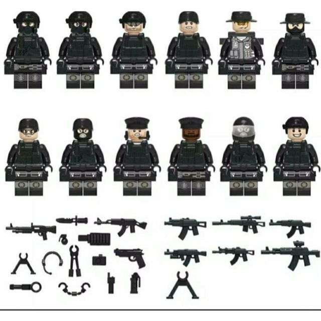 ☆レゴ互換品 特殊部隊SWAT①☆ ミニフィグ12体&武器 キッズ/ベビー/マタニティのおもちゃ(知育玩具)の商品写真