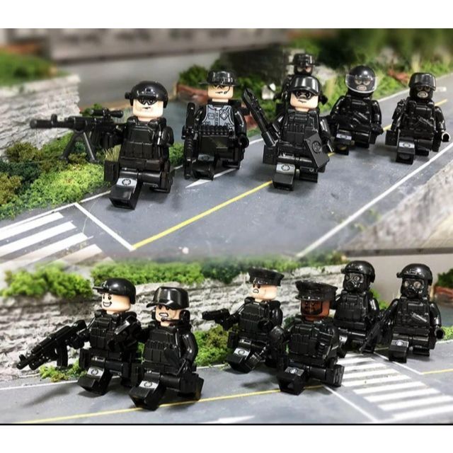 ☆レゴ互換品 特殊部隊SWAT①☆ ミニフィグ12体&武器 キッズ/ベビー/マタニティのおもちゃ(知育玩具)の商品写真