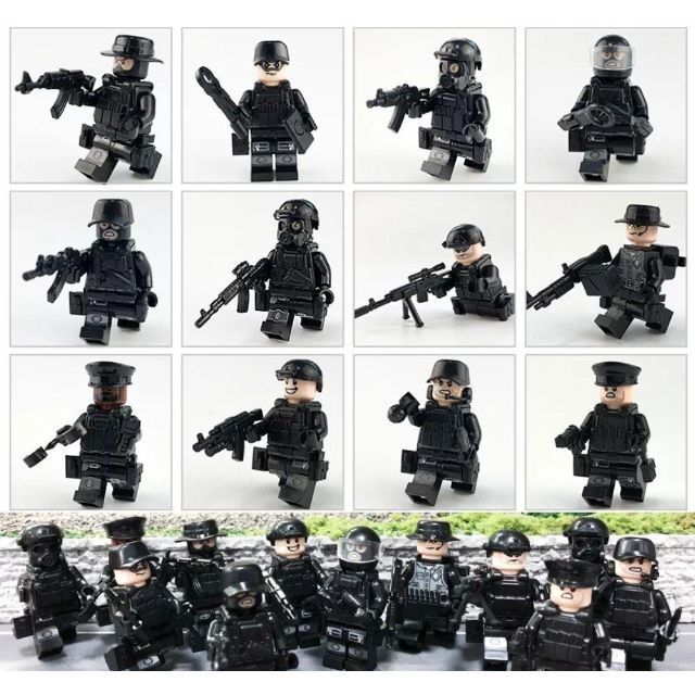 ☆レゴ互換品 特殊部隊SWAT①☆ ミニフィグ12体&武器 キッズ/ベビー/マタニティのおもちゃ(知育玩具)の商品写真