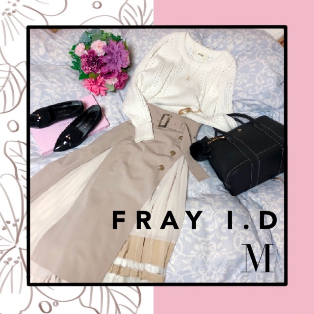 フレイアイディー　 FRAYID ロングスカート　ベージュ　プリーツベルト付　M