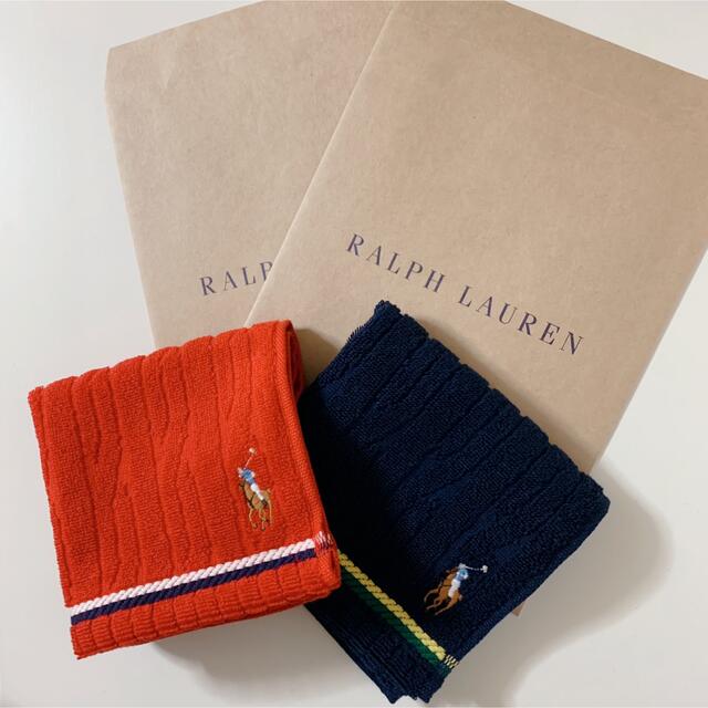 Ralph Lauren(ラルフローレン)の【新品】RALPH LAUREN ★ ケーブルニット タオルハンカチ 2枚セット レディースのファッション小物(ハンカチ)の商品写真