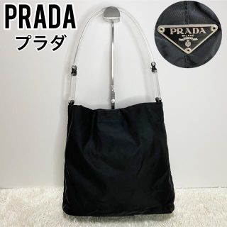 プラダ(PRADA)の美品　PRADA プラダ　ハンドバッグ　ブラック　黒　レザー　肩掛け　手提げ(ハンドバッグ)