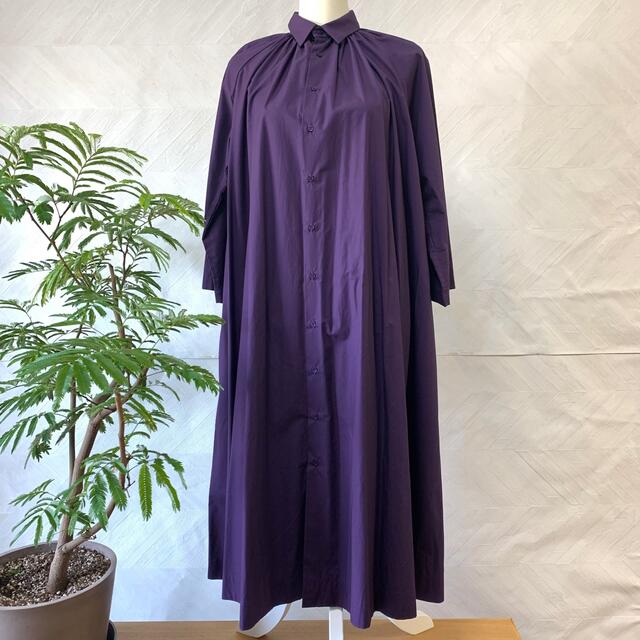 美品！THE FACTORY ギャザーシャツワンピース　purple 紫