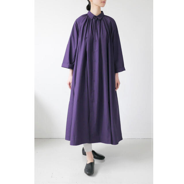 美品！THE FACTORY ギャザーシャツワンピース　purple 紫 5