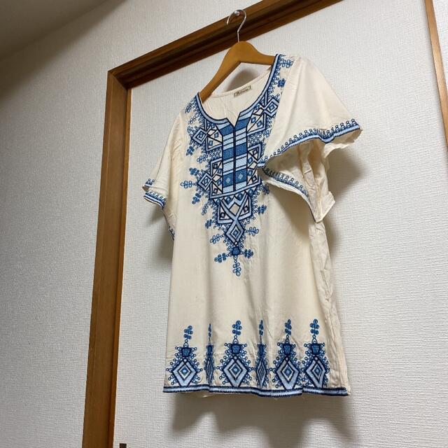 訳あり　刺繍　チュニック　北欧系　ナチュラル　メキシコ刺繍　ボヘミアン レディースのトップス(チュニック)の商品写真