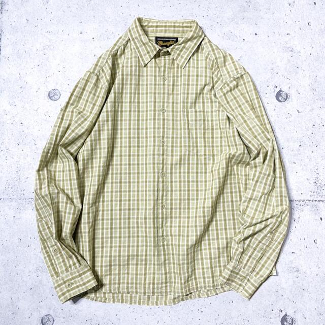 XL wrangler イエローグリーン チェック柄シャツ 長袖 古着 メンズ メンズのトップス(シャツ)の商品写真