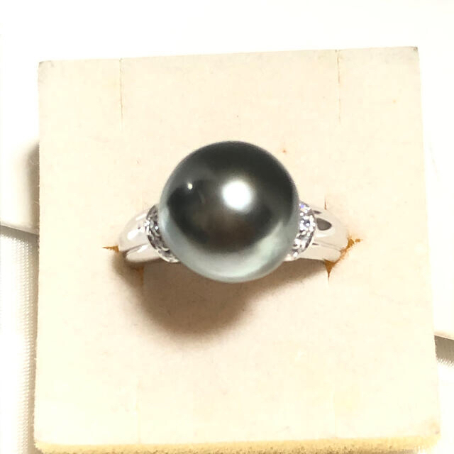 SV天然南洋黒蝶真珠　最高カラー　ピーコックリング　11.25mm