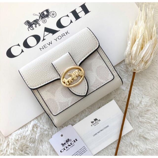 COACH - COACH 財布 ホワイト ミニ財布 三つ折財布 コーチ財布