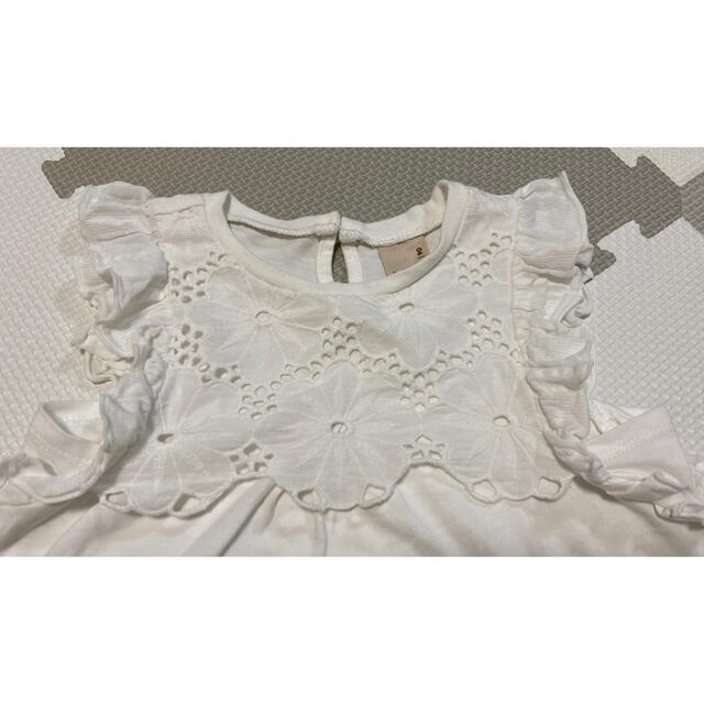 petit main(プティマイン)のプティマイン レース Tシャツ 90 キッズ/ベビー/マタニティのキッズ服女の子用(90cm~)(Tシャツ/カットソー)の商品写真