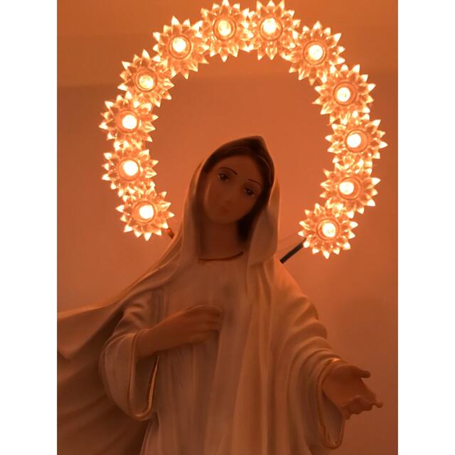 【希少】✞メジュゴリエの聖母マリア像+光輪ライト 1