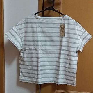 ムジルシリョウヒン(MUJI (無印良品))の☆新品・タグ付☆【無印良品】Tシャツ(白×ライトグレー)(Tシャツ(半袖/袖なし))