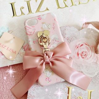 リズリサ(LIZ LISA)の☆LIZLISA☆リボン＆スマホリング付きラブレターベア柄iPhoneケース新品(iPhoneケース)