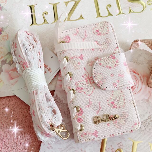 ☆リズリサLIZLISA☆手帳型キャンディ柄iPhoneケース☆ストラップ付新品