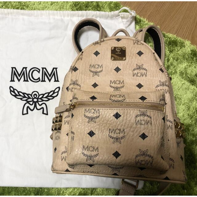 MCMリュック  ベージュ　27cm 美品