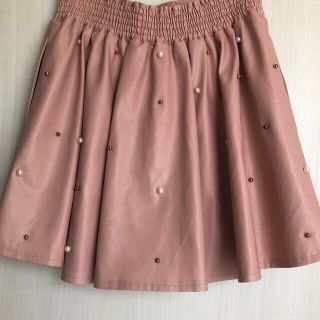 ジェニィ(JENNI)の【美品】JENNI レザースカート  くすみピンク パール ゴールド(スカート)