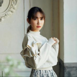 ハーリップトゥ(Her lip to)のRuffled Cotton-Jersey Sweatshirt S(トレーナー/スウェット)