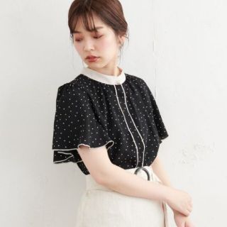 ナチュラルクチュール(natural couture)のパールボタン ナチュラルクチュール 半袖 フリル ブラウス(シャツ/ブラウス(半袖/袖なし))