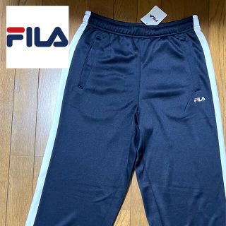 フィラ(FILA)のタグ付新品 FILA フィラ ワイド トラックラインパンツ  ネイビー 紺 M(その他)