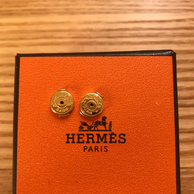 HERMES エルメス　Hキューブ ゴールド × ライトブルー ピアス