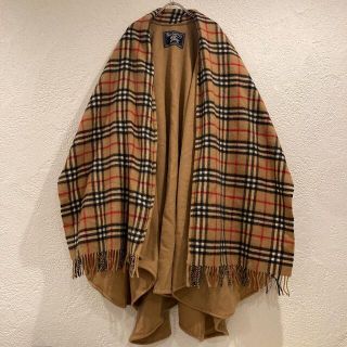 バーバリー(BURBERRY)の英国製 バーバリー ポンチョ ケープ ジャケット ノバチェック ストール 古着(ポンチョ)