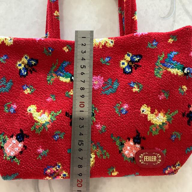 見事な見事な新品 フェイラー ハイジ 赤 メッシュ トートバッグ ポーチ