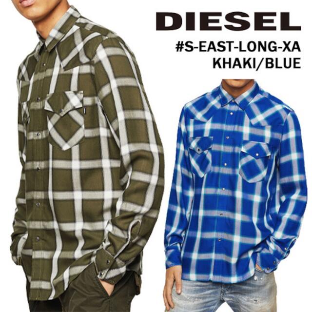 DIESEL(ディーゼル)の☆★様専用DIESEL 長袖チェックシャツ BLUE/KHAKI メンズのトップス(シャツ)の商品写真