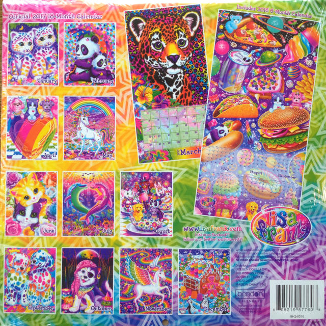 Spank!(スパンク)のLisa Frank 2017年 カレンダー インテリア/住まい/日用品の文房具(カレンダー/スケジュール)の商品写真