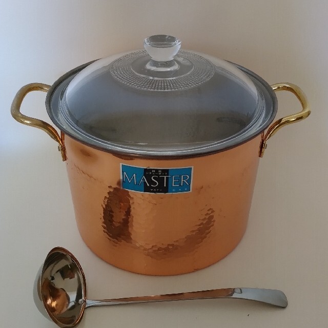新品未使用 純銅製 シチューポット 鍋 20cm 蓋付き インテリア/住まい/日用品のキッチン/食器(鍋/フライパン)の商品写真