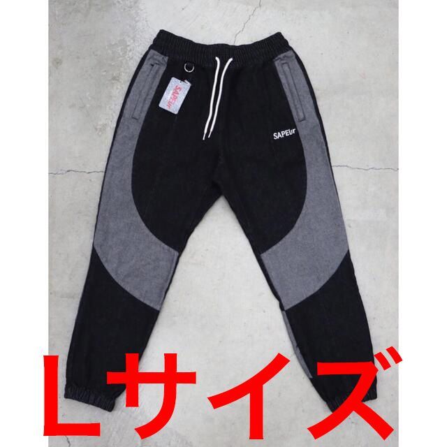 SAPEur DENIM TRACK PANTS L ブラック BLACK